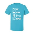 thumbnail image 2 of Eat Sleep Pray Repeat for Christians Faith | Mens Inspirational/Christian Graphic T-Shirt, Light Turquoise, 2XL, 2 of 3