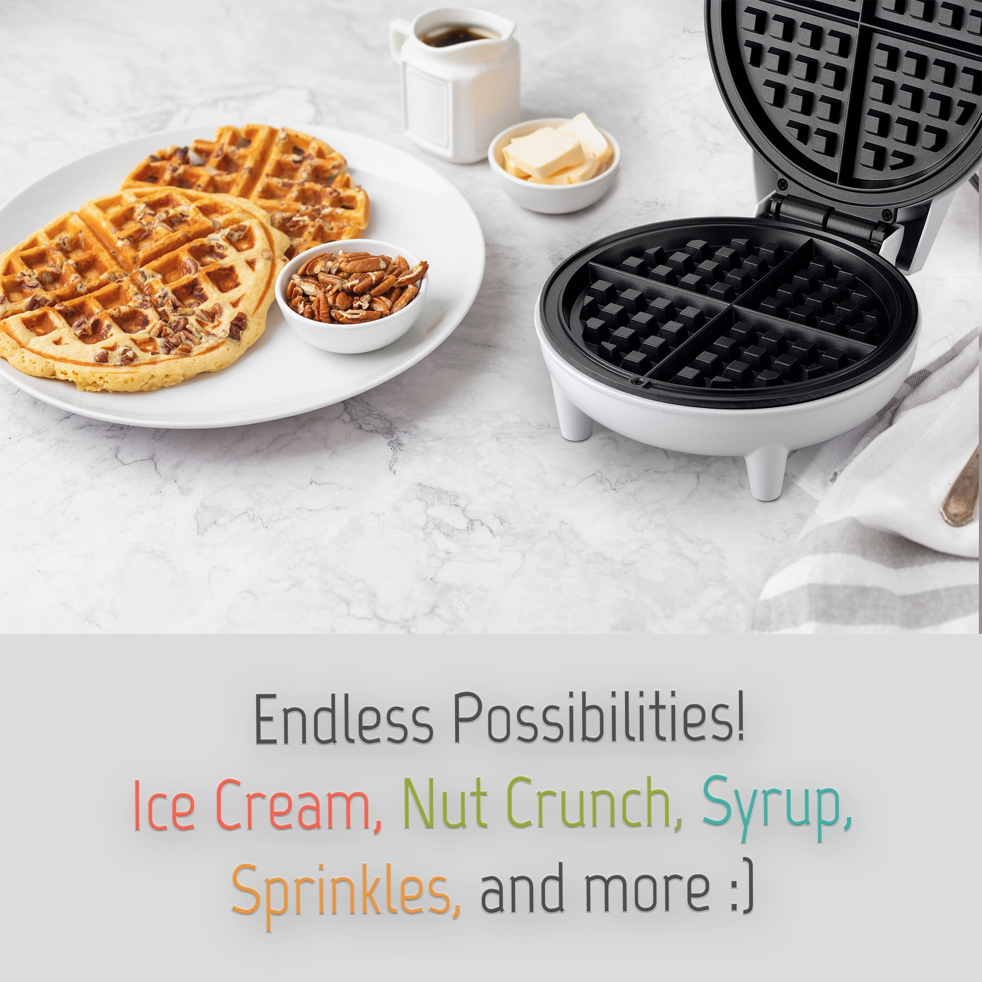 Courant Electric Belgian Waffle Maker, 7-inch Round Waffles, Nonstick, Durable