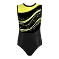 thumbnail image 3 of Hansber Gymnastics Leotards for Girls Ballet Dance Top Sleeveless Sparkle Printed Athletic Bodysuit Fluorescent Yellow 16, 3 of 6