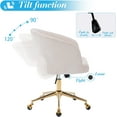 thumbnail image 5 of Home Office Chair Swivel Corduroy Fabric Desk Chair Accent Armchair Upholstered Modern Tufted Chairs with Gold Base for Girls Women Ergonomic Study Seat Computer Task Stools for Living Room(Beige), 5 of 19