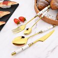 24pcs Gold Silverware Set With Creative Imitation Ceramics Handle.Gold