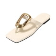 thumbnail image 2 of Beach Sandals, Cute Sandals for Women, Vacation Sandals for Women, Flat Sandals for Women, Womens Flat Sandals Comfortable Flip Flops Slide Sandals Summer Beach Shoes With Metal Decoration, Beige 5.5, 2 of 8