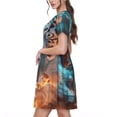 thumbnail image 2 of Easygdp Blue Dragon And White Tiger para Vestido Transpirable de Mujer, Vestido Suelto de Manga Corta con Pliegues y Bolsillos para el Verano, 2 of 6