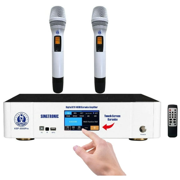 Singtronic KSP-3000Pro Professional 3-in-1 Digital Karaoke Amplifier, Karaoke Machine with 2 Microphones