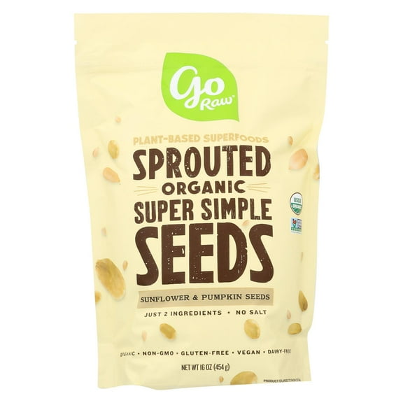Go Raw Organic Sprouted Super Simple Seeds Sunflower & Pumpkin Seeds 14 oz.Pack of 2