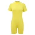 thumbnail image 2 of Skinny Slim Fit Sexy Solid Color Turtleneck Short Sleeve Rompers,Nightclub Wear Fashion Sports Fitness Summer Shorts Bodycon for Women, 2 of 4