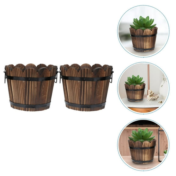 BRIGHTFUFU Brown Patio Planter Box, 1 Set, Dimensions 7.3x7.3x5.9 inches