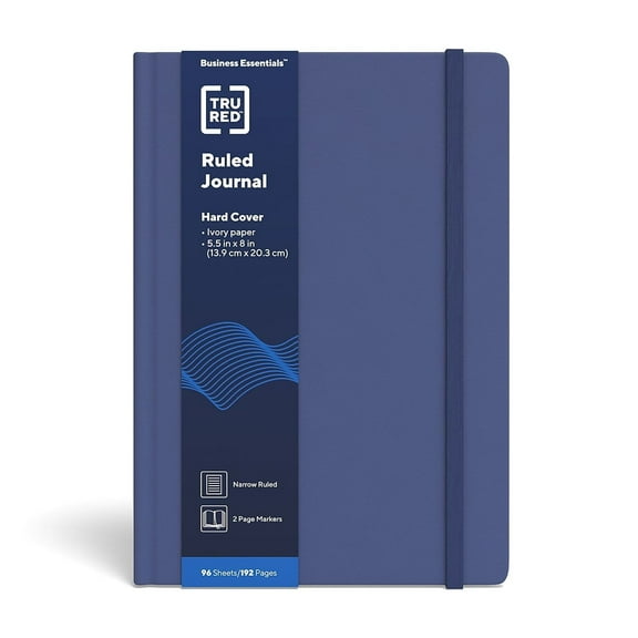 TRU RED Medium Hard Cover Ruled Journal Blue TR55731