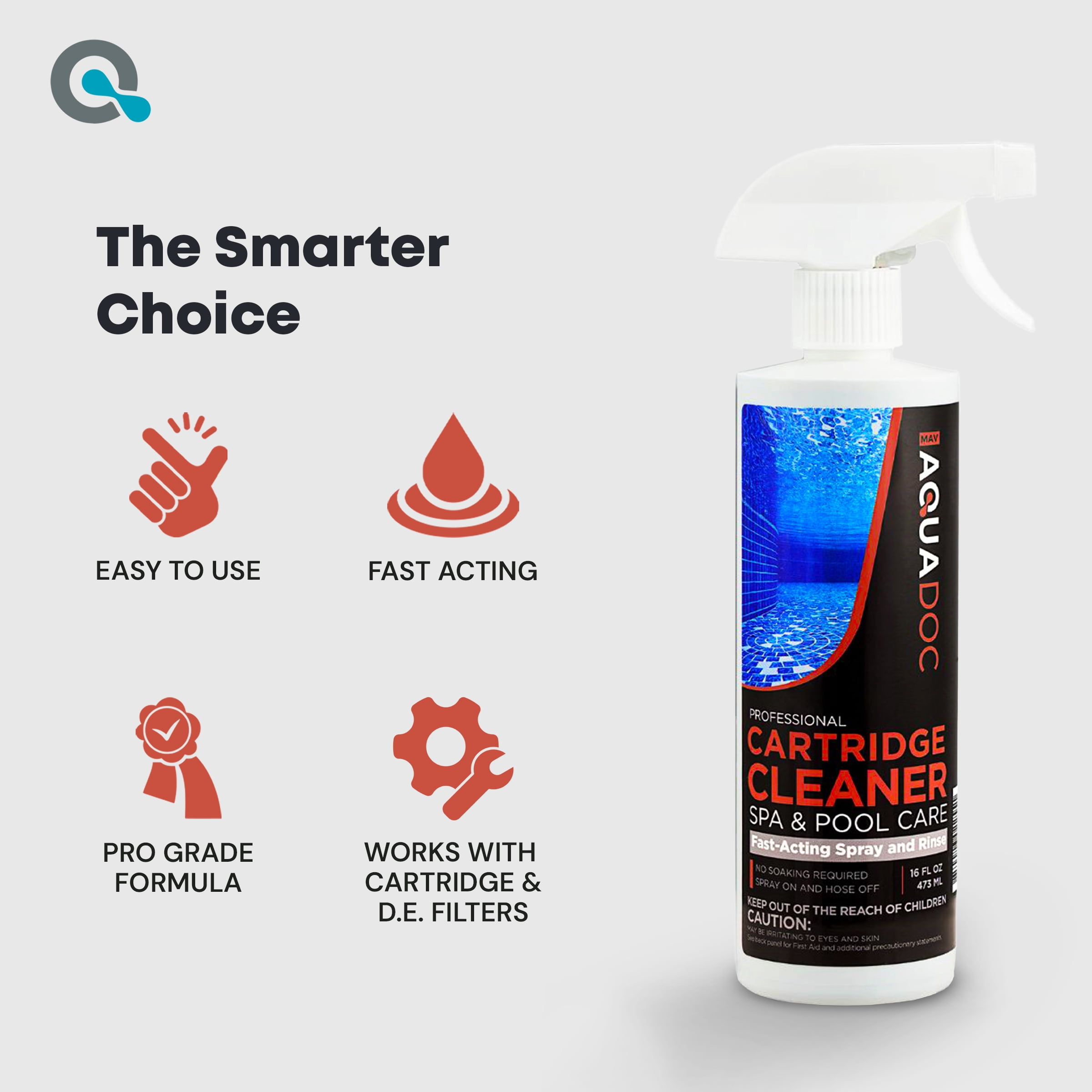 Pool Cartridge Filter Cleaner Spray - Hot Tub & Pool Filter Cleaner For Spa - AquaDoc - 16oz