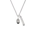 thumbnail image 2 of Delight Jewelry Silvertone Black Enamel Baby Shoe with Bow Silvertone Courage Strength Wisdom Honesty Bar Charm Necklace, 23", 2 of 4