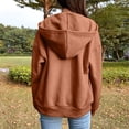 thumbnail image 6 of Zip Up Hoodie for Women Fall Fashion 2026 Long Sleeve Zip Up Lightweight Sweatshirts Loose Fit Casual Workout Plain Hoodie Brown XL, 6 of 7