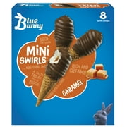 Blue Bunny Mini Swirls Caramel Frozen Dessert Cones, 18 fl oz 8 Pack