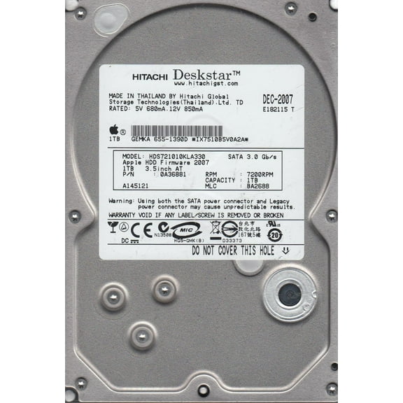 HDS721010KLA330, PN 0A36881, MLC BA2688, Hitachi 1TB SATA 3.5 Hard Drive
