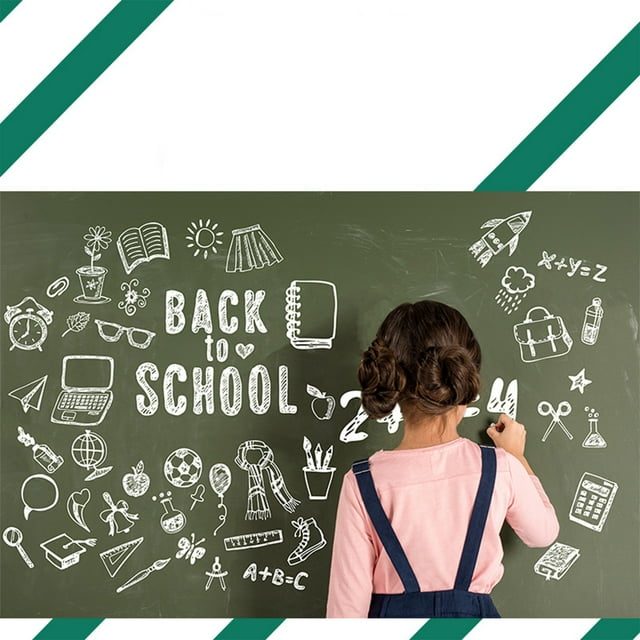 Pegatina de pared para pizarra | Calcomanía de pizarra removible y reutilizable | Superficie flexible autoadhesiva verde | Fácil de limpiar | Pizarra de notas para oficina y formación | 45x200cm