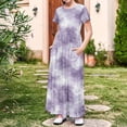 thumbnail image 5 of Robe Maxi à Fleurs pour Filles, Robe à Manches Courtes Imprimée de Fleurs avec Poches, Longue Robe d'Été pour les Vacances, 5 of 5