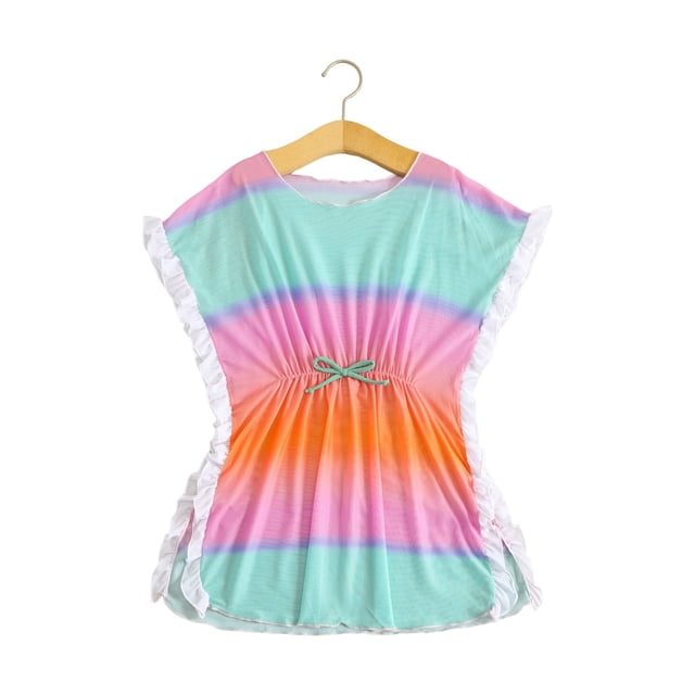 Kids Sun Protection Swim Shirt, Fashionable Girls Rash Guard Swimsuit Cover Up, Lightweight Swim Top for Beach Pool Outdoor Activities