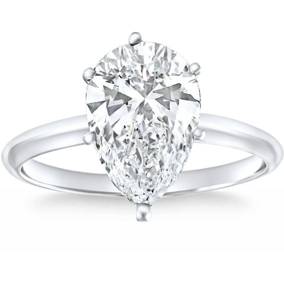 Pompeii Certified 1.50Ct Pear Shape Diamond Solitaire Engagement Ring 14k Gold Lab Grown