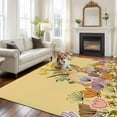 thumbnail image 3 of Easter Rabbits Area Rugs 8x10ft Spring Floral Leaf Bunny Yellow Background Floor Rug Non Slip Low Pile Ultra Soft Large Carpet for Bedroom Living Room Dining Room, 3 of 9