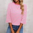 thumbnail image 2 of Womens Tops 2026 Striped Tie Back Short Sleeve T Shirts Crewneck Casual Loose Basic Tee Summer Outfits, 2 of 9