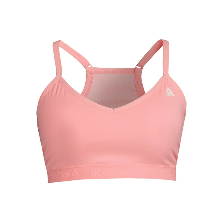 Reebok Women's Plus Size Everyday Racerback Sports Bra with Mesh Panel and  Removable Cups