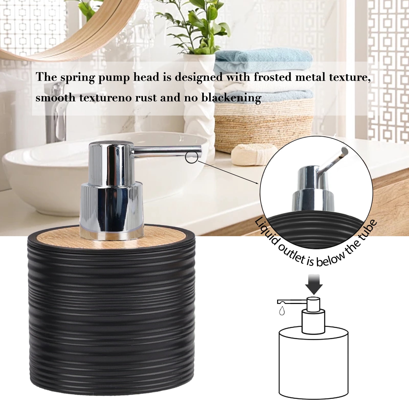 CERBIOR 4PC Bathroom Accessories Set, Black Marble Ensemble with Soap Dispenser, Toothbrush Holder, Toothbrush Cup, Soap Dish