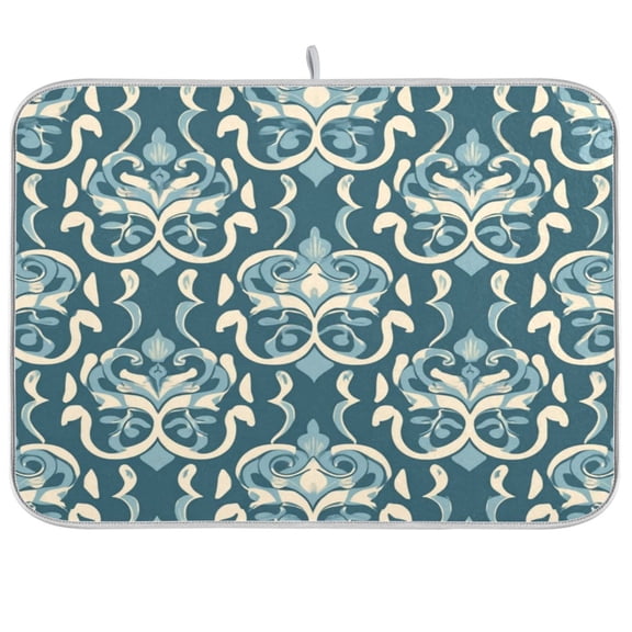 Iauyy Dish Drying Mat for Kitchen Counter, Super Absorbent & Hanging 16x18 / 18x24 Inch (S/M) Against A Deep Blue-green Background