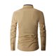 thumbnail image 5 of Ceisia Contrast Panel Stand Collar Shirt Men's Slim Fit Long Sleeve Casual Button-Down Top with Pocket Khaki L Gifts, 5 of 6