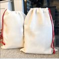 thumbnail image 1 of Bolsas para sacos de regalos de Navidad, saco de Papá Noel a granel por sublimación en blanco de lona 100% poliéster con cordón rojo para almacenamiento de regalos de gran tamaño, 1 of 3