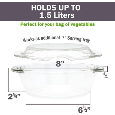 Microwave Glass Food Steamer, 100%  Glass Steamer, Microwave/Oven Safe, Plastic  Vegetable Steamer