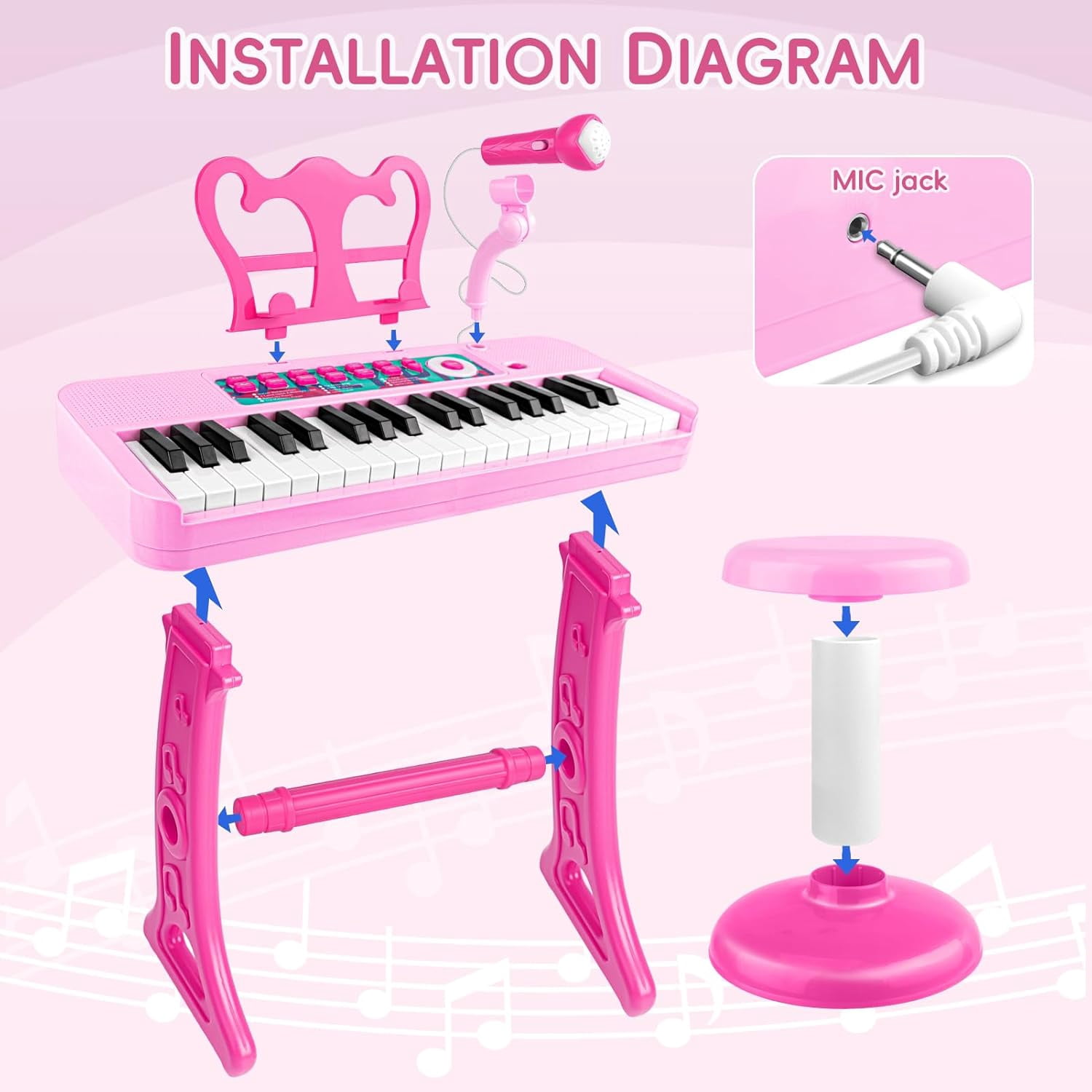 Aijohnny Keyboard Piano Toys for Kids, 37 Keys Musicial Instruments for Baby, Toddlers Birthday Gifts for 3 4 5 6 7 8 Year Old