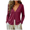 thumbnail image 6 of COMVALUE Cardigan Sweaters for Women Trendy Button Down Open Front Cardigans Lightweight Long Sleeve Fall Outfits Clothes Wine S, 6 of 7