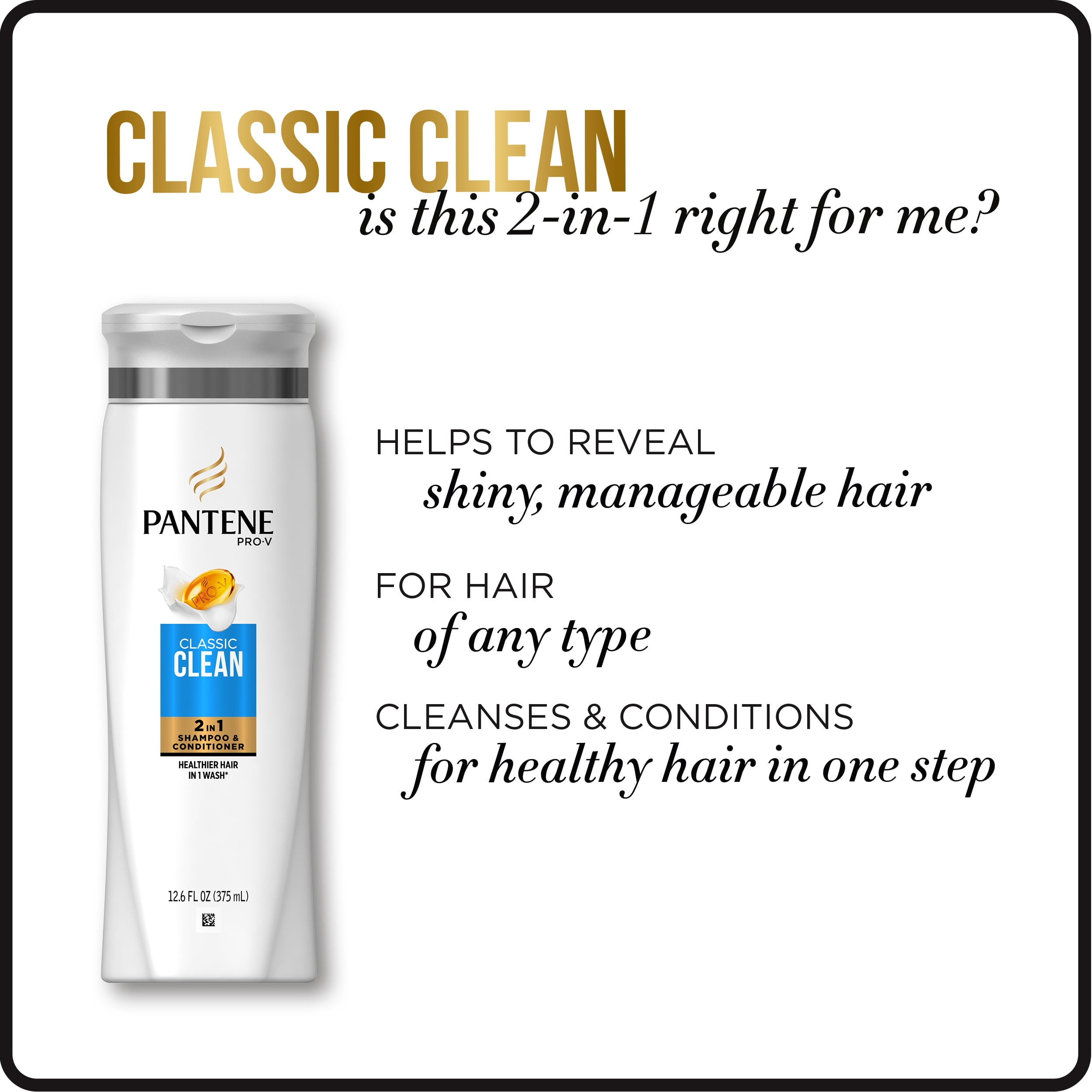 Pantene Pro-V Classic Clean nourishing Moisturizing 2 in 1 Shampoo Plus Conditioner, 30.4 fl oz