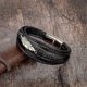 thumbnail image 3 of Men's Multilayer Leather Bracelet Magnetic Buckle Multilayer Wrap Men's Bracelet Stainless Steel Feather Bracelet Braided 1 Piece Gold, 3 of 5