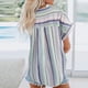 thumbnail image 4 of Camisas a Rayas con Botones ANGGREK Camisas Casuales de Verano Cuello en V Manga Corta AH3154, 4 of 5