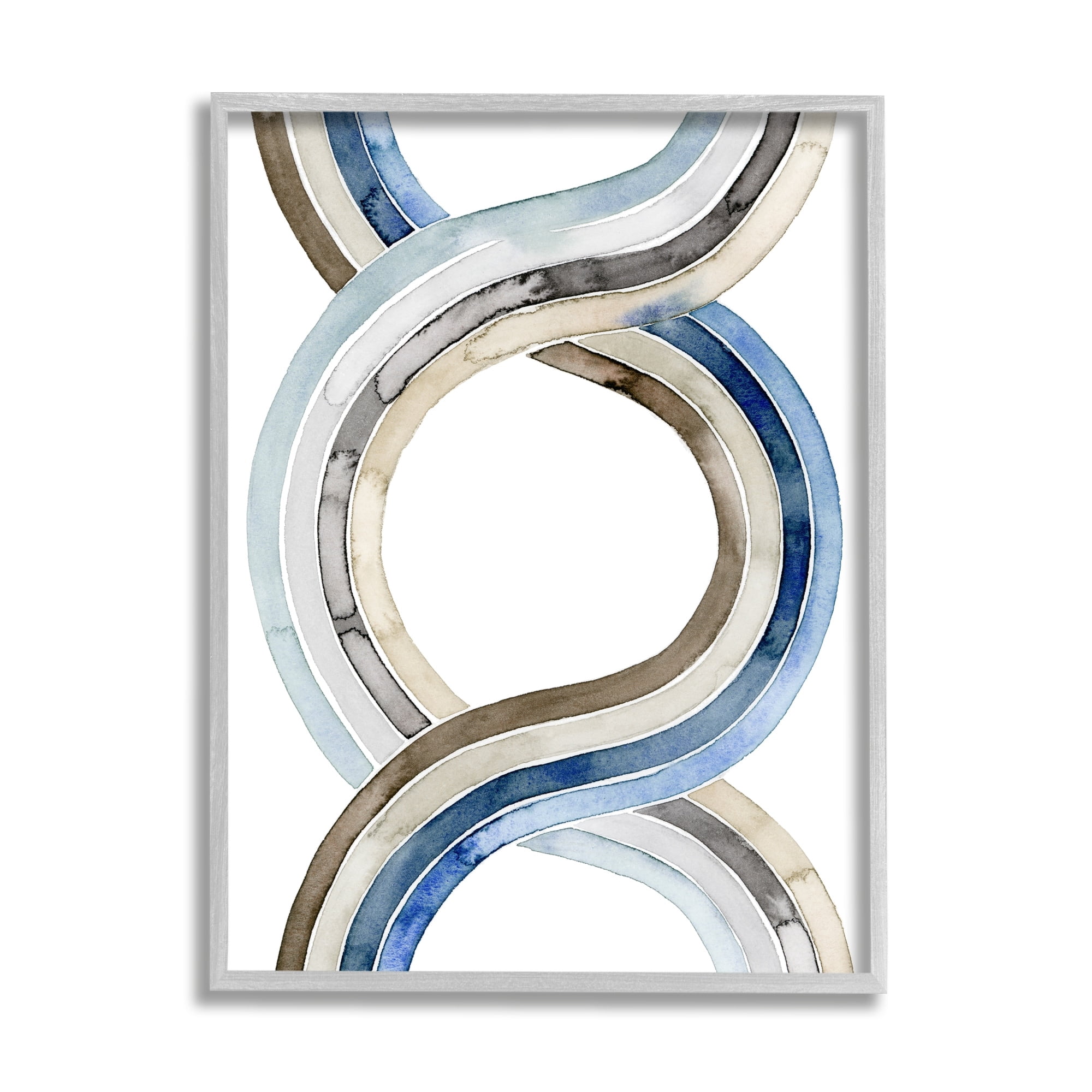 Stupell Industries Modern Two Dimensional Helix Abstract Watercolor Painting Gray Framed Art Print Wall Art, 11x14, by Grace Popp