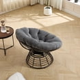 thumbnail image 5 of S-HOME Ergonomic Brown Frame Wicker Papasan Chair with Thick Cushion, 360 Degree Swivel for Living Room & Outdoors, Grey, 5 of 14