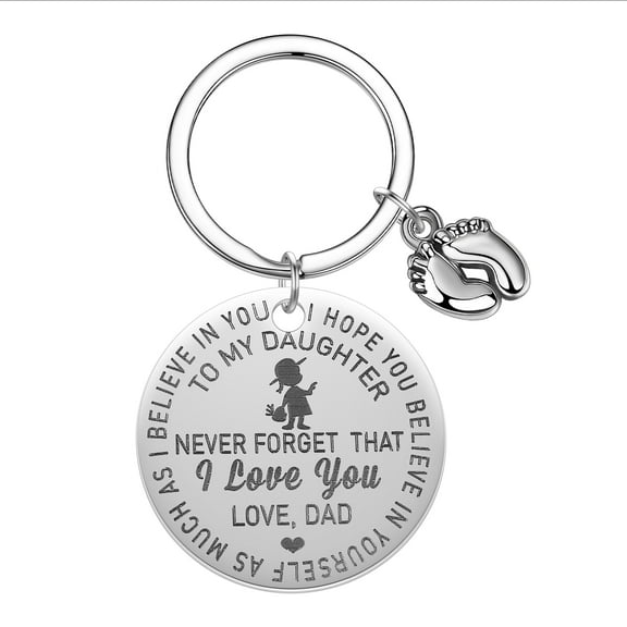 To My Daughter Key Chains Stainless Steel I Love You Mom Dad KeyChain Mother Father Foot Keyring Jewelry Mother's Day Gift