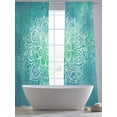 thumbnail image 5 of Turquoise Boho Sheer Curtains 84 Inch Length 2 Panels Set Window Treatments, Oriental Abstract Motifs Traditional Bohemian Rod Pocket Semi Curtains for Living Room/Bedroom/Kitchen, 104"W x 84"L, 5 of 7