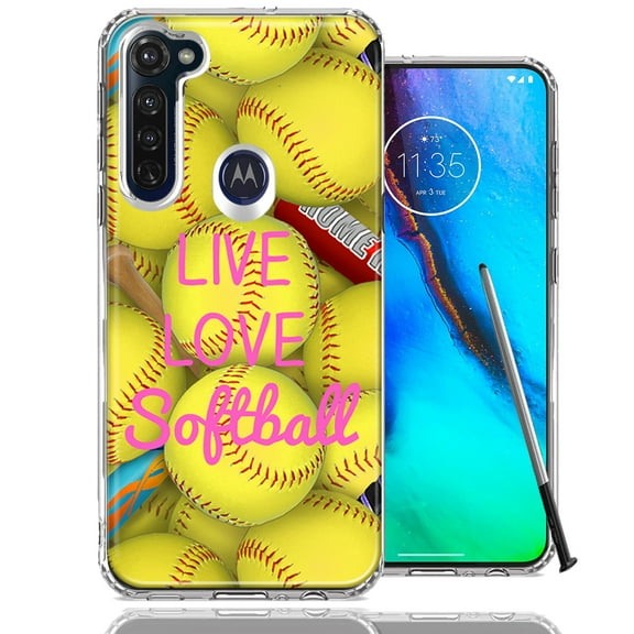 MUNDAZE For Motorola Moto G Stylus Love Softball Design Double Layer Phone Case Cover