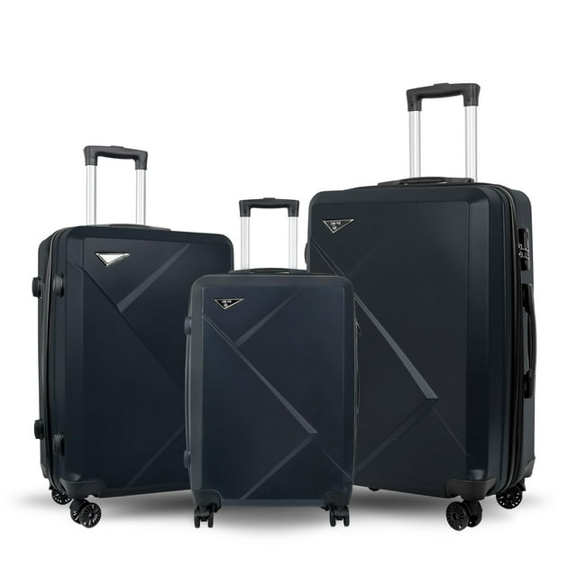 Toytexx Ensemble de Bagages Rigides en ABS 3 Pcs avec Roues Pivotantes, Valises Extensibles 20 Pouces/24 Pouces/28 Pouces, Serrure Intégrée - Noir