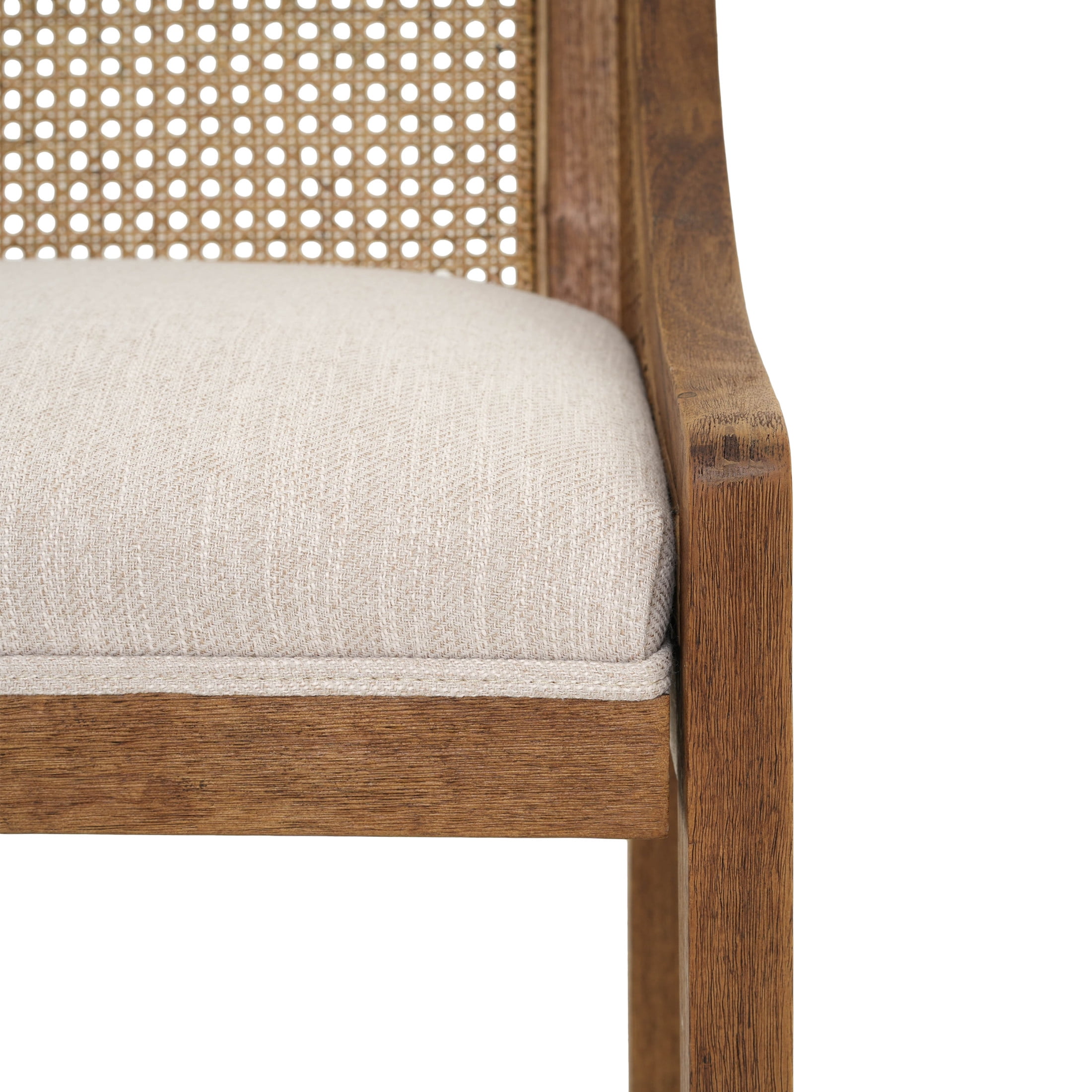 Christopher Knight Home Rustic 43.5"H Bar Stools with Cane Back, Wood Frame, Beige+Walnut, Set of 2