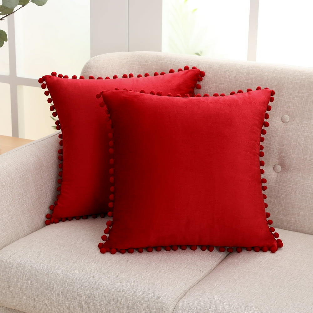 Deconovo Pom Pom Decorative Throw Pillow Covers with Hidden Zipper for