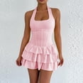 thumbnail image 2 of YUGYXL Women's Mini Dress Ruffle Short Party Wear Goinng Out Night Club Outfits Summer Dresses for Women Pink S, 2 of 6