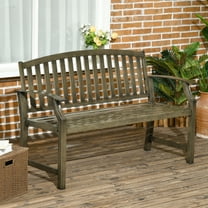 Outsunny 46" Outdoor Garden Bench, Metal Bench, Steel Slatted Frame Furniture for Patio, Park, Porch, Lawn, Yard, Deck, Black