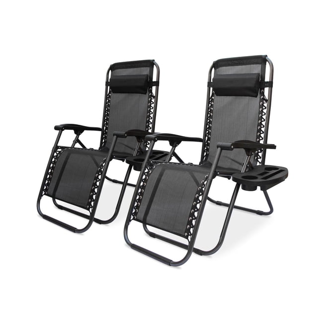 Camastro Silla Plegable Gravedad Cero 2 Piezas negro