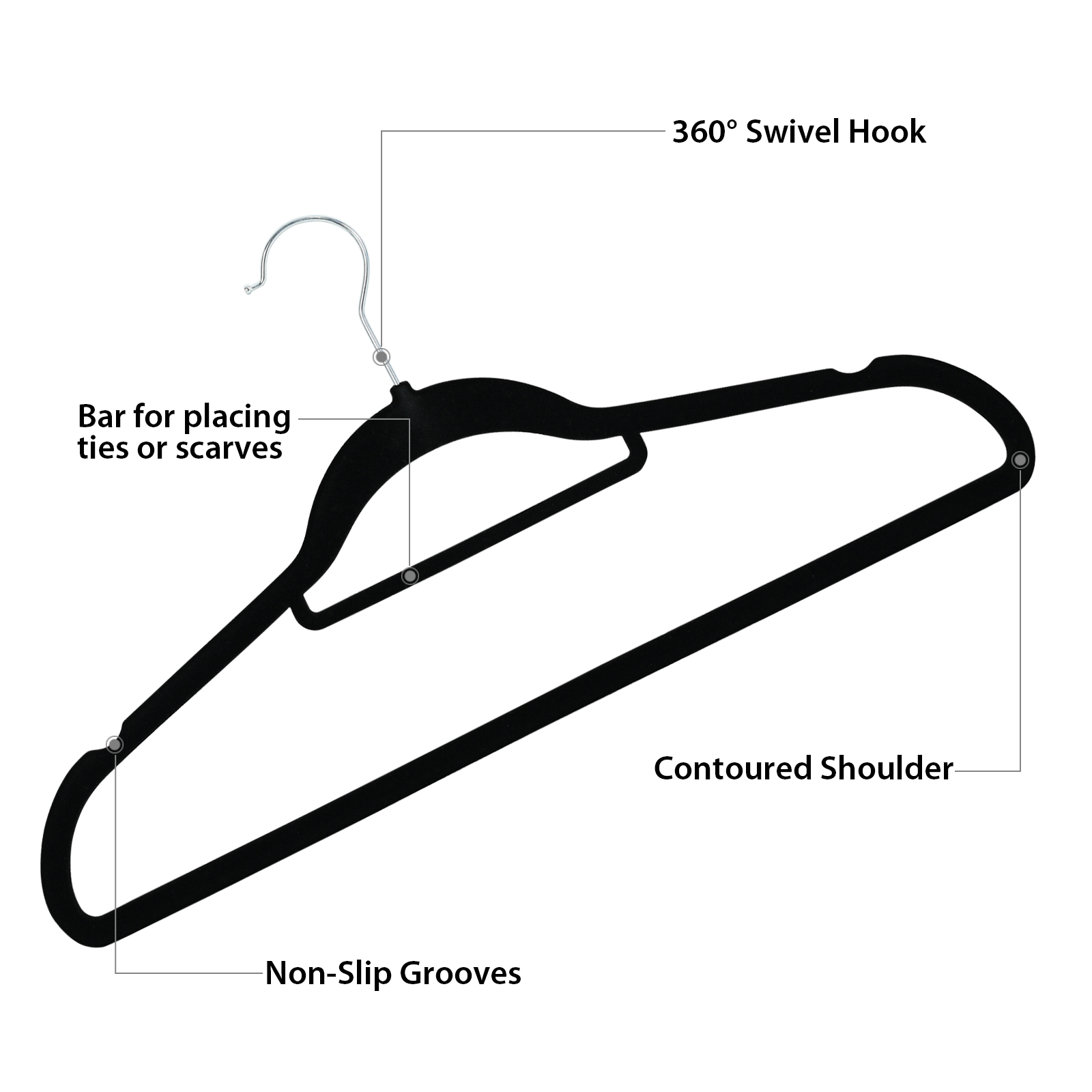 Ollieroo Premium Velvet Hangers, 50 Pack Black photo 7