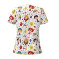 thumbnail image 3 of Goofa Childrens Party Pattern Womens Deep V Neck Low Cut Tops Casual Summer Short Sleeve Ribbed Knit T-Shirts-XX-Large, 3 of 5