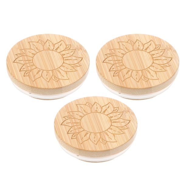 GOOHOCHY 3 tapas de madera de bambú para tarros de yogur, para aperitivos, galletas, especias, miel y té.