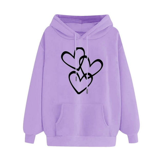 Rbaofujie Chandails pour Femmes Automne Chandail à Capuchon d'Hiver pour Femmes Chandail Molletonné à Enfiler Hauts à Manches Longues Confortable Chandail à Capuchon Violet pour Filles