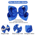 thumbnail image 3 of 4 PCS 6" Big Hair Bows for Girls Alligator Clips Grosgrain Ribbon Solid Color Hair Accessories for Little Teen Toddler Girls, 3 of 9